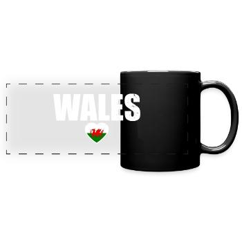 Wales Walisische Flagge Waliser - Panorama-Tasse farbig - Schwarz - Vorne