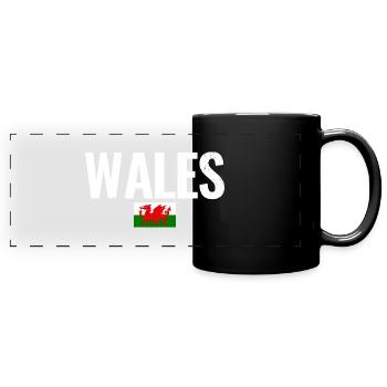 Wales Walisische Flagge Waliser - Panorama-Tasse farbig - Schwarz - Vorne