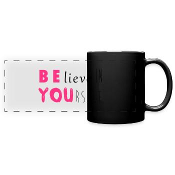 Be you - Panorama-Tasse farbig - Schwarz - Vorne