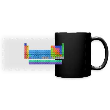 Farbiges Periodensystem - Panorama-Tasse farbig - Schwarz - Vorne