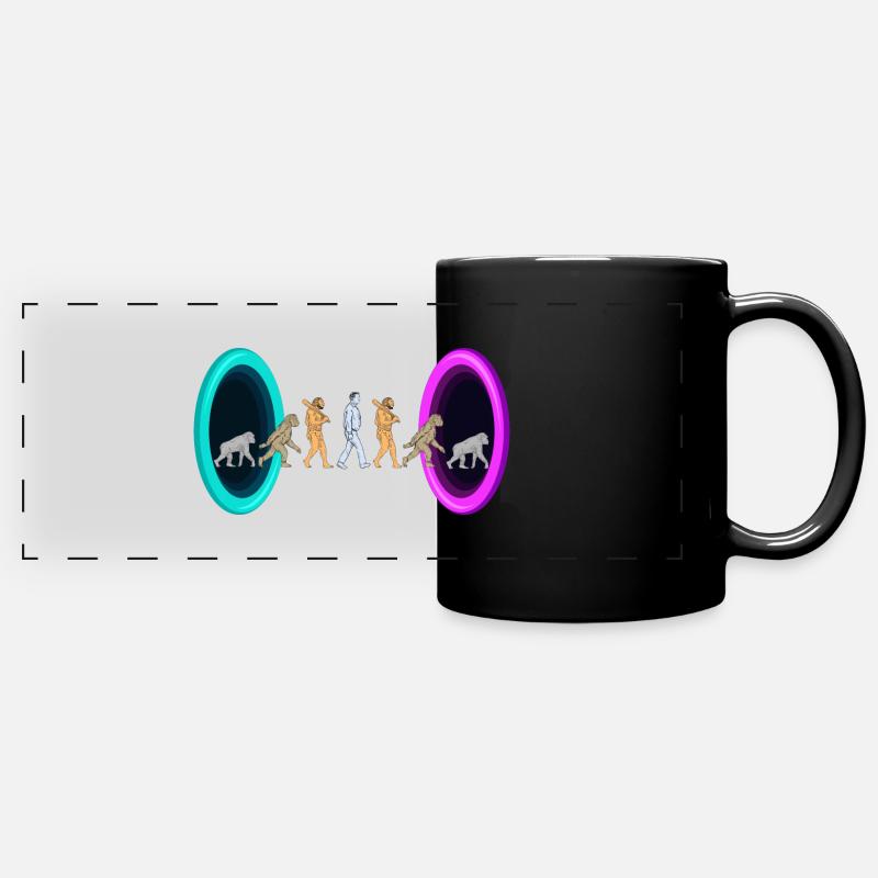 Evolution through portals - Full Colour Panoramic Mug - black
