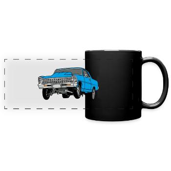 dragster blue - Panorama-Tasse farbig - Schwarz - Vorne