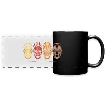 Masque africain - Mug panoramique uni - noir - Devant