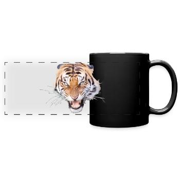 Wild Tiger - Wild Hissing - Wilderness - Full Colour Panoramic Mug - black - Front