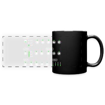 Synthesizer Potis LFO VCO VCF Noise ENV Regler - Panorama-Tasse farbig - Schwarz - Vorne
