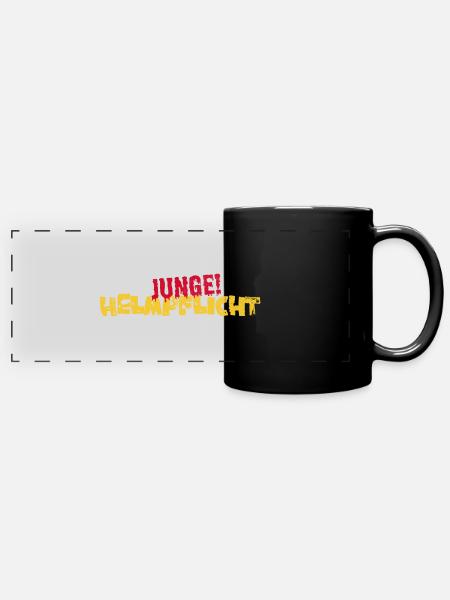 Helmpflicht Junge! - Panorama-Tasse farbig - Schwarz