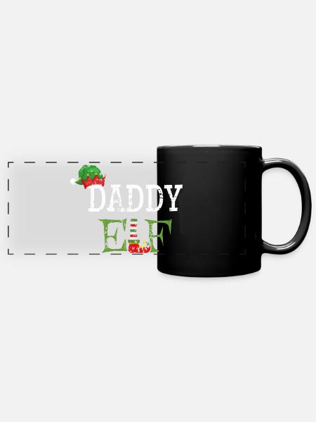 Daddy Elf - Papa der Weihnachts-Elf - Panorama-Tasse farbig - Schwarz