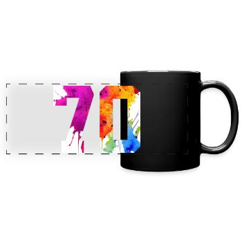 NUMMER 70 JAHRE ALT 70. GEBURTSTAG - Panorama-Tasse farbig - Schwarz - Vorne