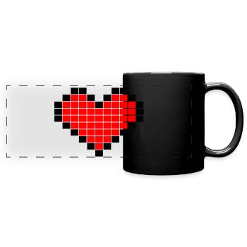 Pixel Art Heart - Full Colour Panoramic Mug - black - Front