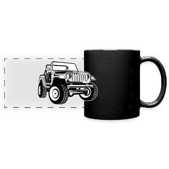 Geländewagen / Jeep SUV 03_schwarz weiß - Panorama-Tasse farbig - Schwarz - Vorne