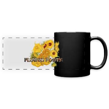 Sonnenblumen FLOWER POWER van Gogh Geschenkidee - Panorama-Tasse farbig - Schwarz - Vorne