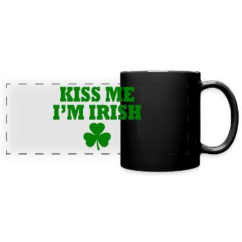 Kiss me im irish - Full Colour Panoramic Mug - black - Front