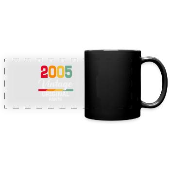 Né en 2005 Vintage Anniversaire Rétro - Mug panoramique uni - noir - Devant