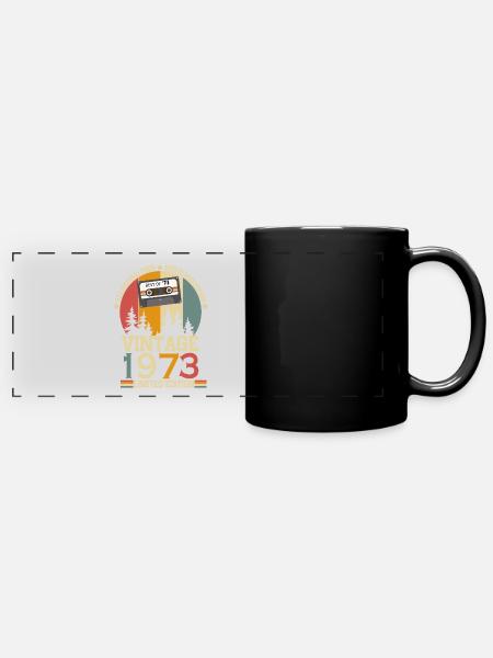 Jahrgang 1973 geboren Vintage Geburtstag Retro - Panorama-Tasse farbig - Schwarz