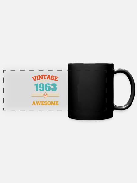 Vintage 1963 Vintage Anniversaire Retro Cadeau - Mug panoramique uni - noir