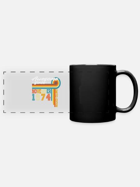 November 1974 Jahrgang Retro Geburtstag Geschenk - Panorama-Tasse farbig - Schwarz
