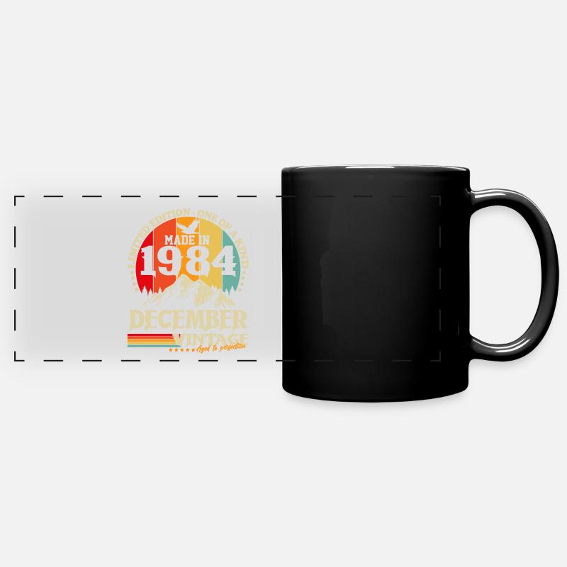 Vintage Décembre 1984 Vintage Rétro Anniversaire - Mug panoramique uni - noir