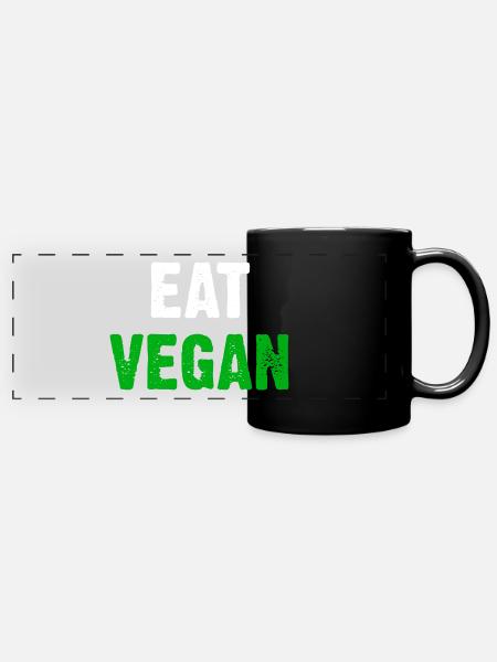 Eat Vegan - Panorama-Tasse farbig - Schwarz