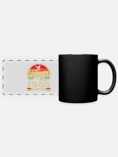Février 1985 Vintage Né Anniversaire Rétro - Mug panoramique uni - noir