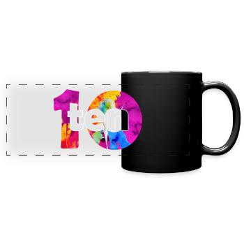 ZEHN 10 JAHRE JUNGE 10. GEBURTSTAG - Panorama-Tasse farbig - Schwarz - Vorne