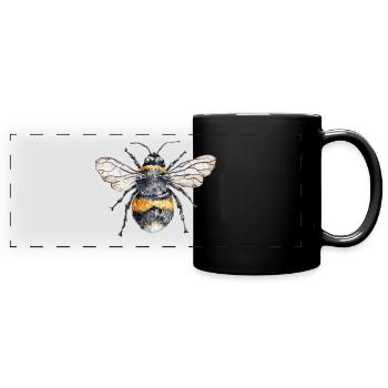 Abeille heureuse - Mug panoramique uni - noir - Devant