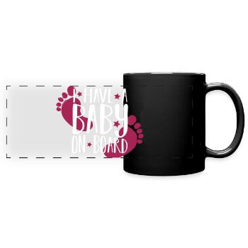 Bébé à bord - Mug panoramique uni - noir - Devant