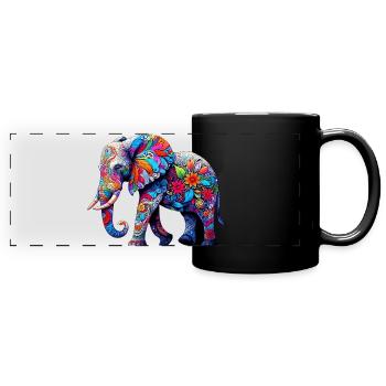 Éléphant - Mug panoramique uni - noir - Devant