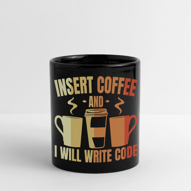 Insert Coffee And I Will Write Code Panorama-Tasse farbig