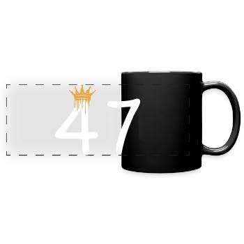 Goldene Krone über Zahl 47 Design - Panorama-Tasse farbig - Schwarz - Vorne