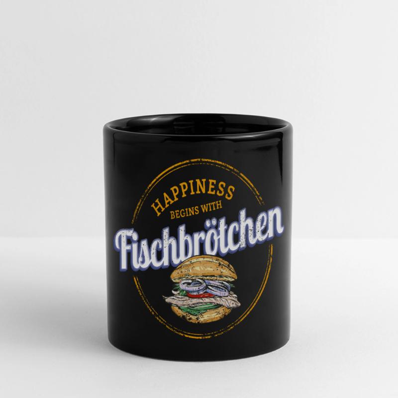 Fischbrötchen mit Matjes oder Bismarckhering Panorama-Tasse farbig