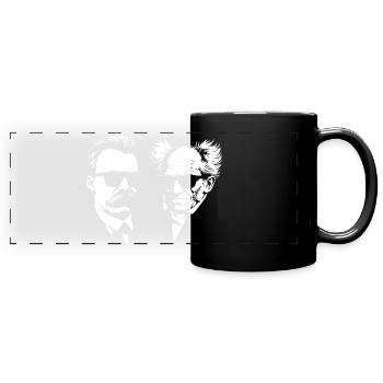 German Philosophers Nietzsche and Schopenhhauer - Full Colour Panoramic Mug - black - Front