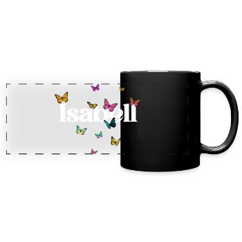 Beautiful girl's name with butterflies ISABELL - Full Colour Panoramic Mug - black - Front
