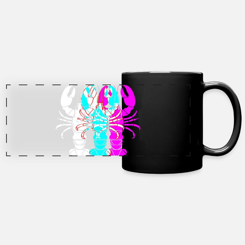 Spiny lobster, seafood, lobster, lobster - Full Colour Panoramic Mug - black