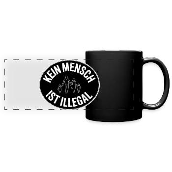 Kein Mensch est illégal - Gegen Rechts - Mug panoramique uni - noir - Devant