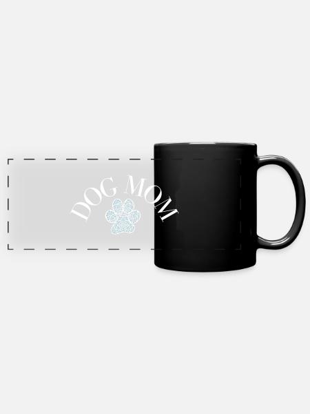 DOG MOM - Panorama-Tasse farbig - Schwarz