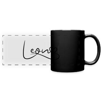 Leon Name Vorname Herzdekor - Panorama-Tasse farbig - Schwarz - Vorne