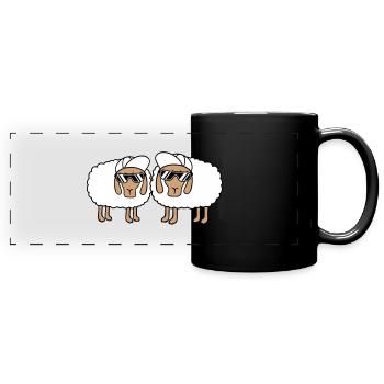 Zwei Schafe Sonnenbrille 2 Cappy Mütze Sommer Crew - Panorama-Tasse farbig - Schwarz - Vorne