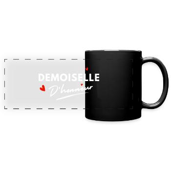 Brautjungfernherzen - Brautgeschenk - Panorama-Tasse farbig - Schwarz - Vorne