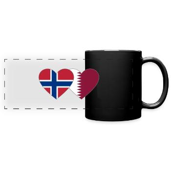 Norway Qatar Flag Heart - Full Colour Panoramic Mug - black - Front