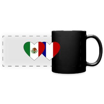 Mexico France Flag Heart - Full Colour Panoramic Mug - black - Front