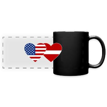USA Latvia Flag Heart - Full Colour Panoramic Mug - black - Front