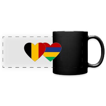 Belgium Mauritius Flag Heart - Full Colour Panoramic Mug - black - Front