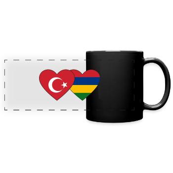 Turkey Mauritius Flag Heart - Full Colour Panoramic Mug - black - Front