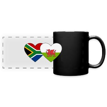 South Africa Wales Flag Heart - Full Colour Panoramic Mug - black - Front