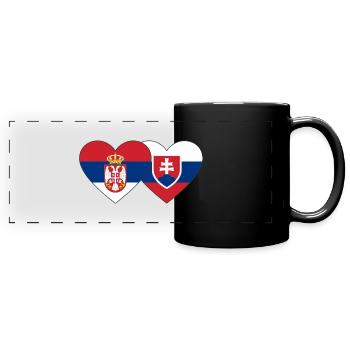 Serbien Slowakei Herz Flagge - Panorama-Tasse farbig - Schwarz - Vorne
