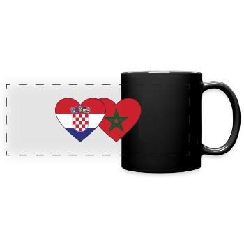 Kroatien Marokko Flagge Herz - Panorama-Tasse farbig - Schwarz - Vorne