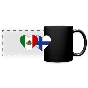 Mexico Finland Flag Heart - Full Colour Panoramic Mug - black - Front