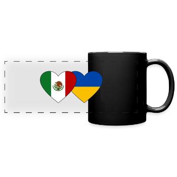 Mexico Ukraine Flag Heart - Full Colour Panoramic Mug - black - Front