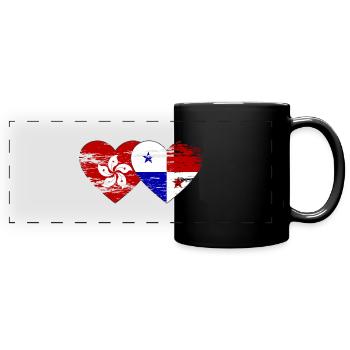 Hong Kong Panama Flagge used - Panorama-Tasse farbig - Schwarz - Vorne