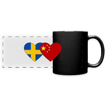 Sweden China Heart Flag - Full Colour Panoramic Mug - black - Front